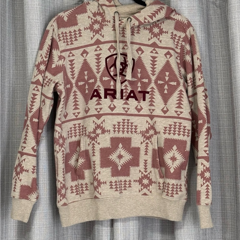 Ariat Beige and Maroon Patterned Hoodie
